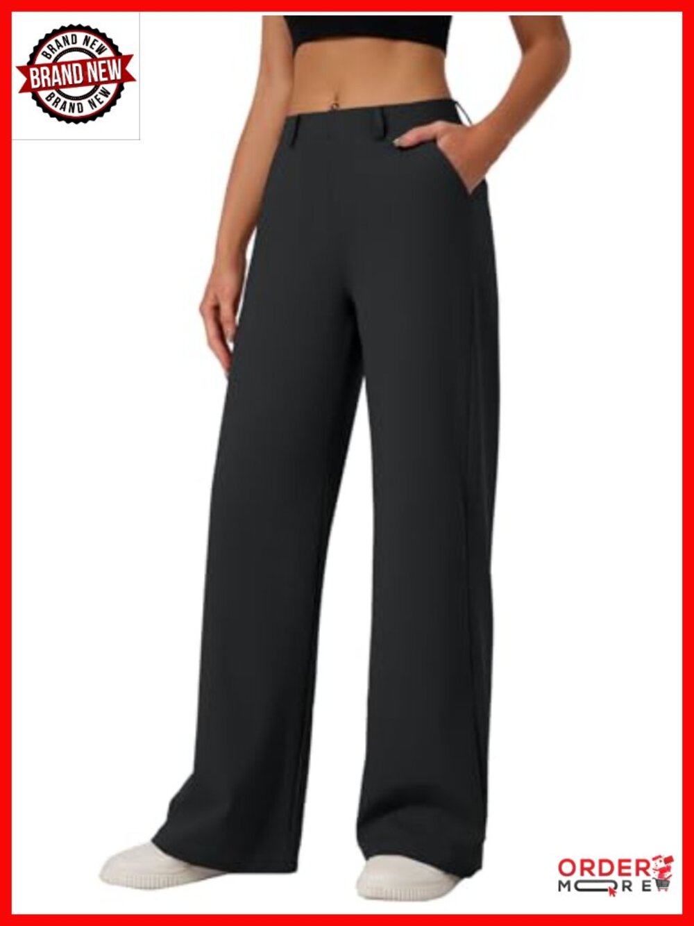 Womens Wide Leg Dress Pants Work Slacks Trousers with Pockets Stretchy